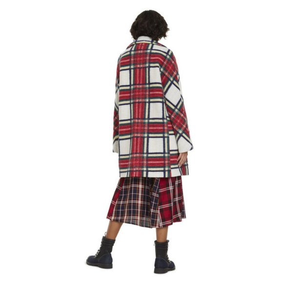 NWT Desigual red & white tartan print coat jacket, US12 - Picture 10 of 15